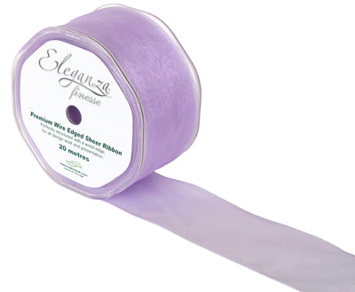 50mm x 20m Chiffon Organza Wired Edge Ribbon - Lavender Lilac