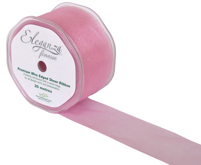 50mm x 20m Chiffon Organza Wired Edge Ribbon - Fashion Pink