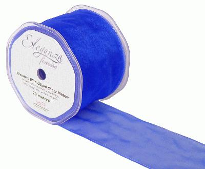 70mm x 20m Wired Organza Chiffon Ribbon Royal Blue