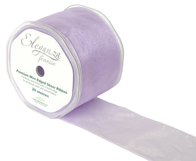 70mm x 20m Wired Chiffon Organza Ribbon - Lavender