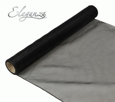 40cm x 9m Woven Edge Organza - Black