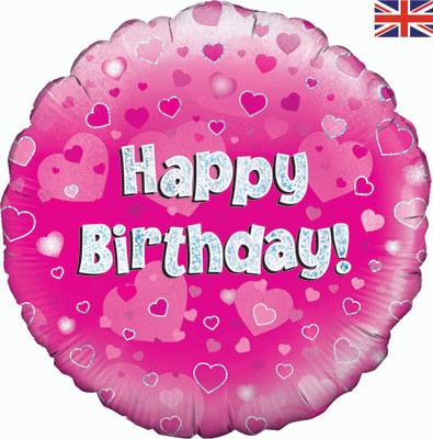 18" Foil Balloon - Pink Happy Birthday
