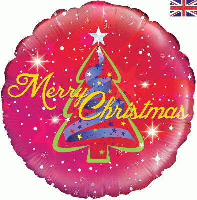 18" Foil Balloon - Merry Christmas - Tree Image