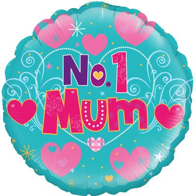 Happy Mother's Day  Holographic Balloon x 18" -  Number 1 Mum 