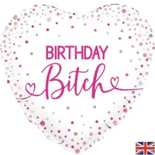 18inch Holographic Heart Balloon - Birthday Bitch