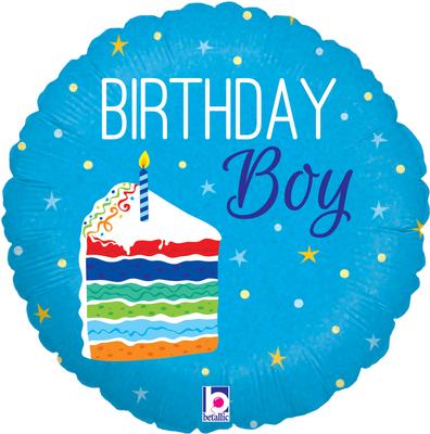Birthday Boy 18" Foil Balloon - Cake image