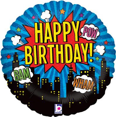 Superhero 18" Foil Balloon - Bam, Pow, Pow