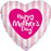 Happy Mother's Day Pink Stripes Holographic Heart  Balloon x 18"