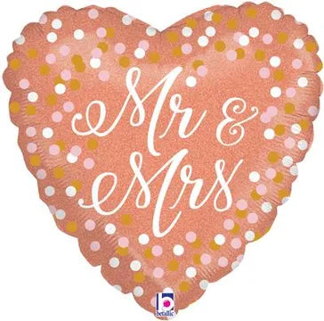 18" Rose Gold Mr & Mrs Holographic Balloon