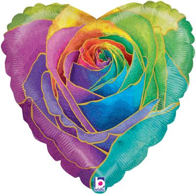 18inch Rainbow Rose Valentine Holographic Foil Balloon