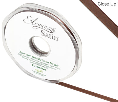 6mm x 20m Double Faced Chocolate Brown Satin Ribbon