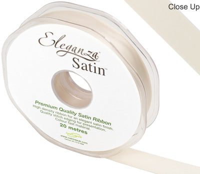 25mm x 20m Double Faced Cream Satin Ribbon