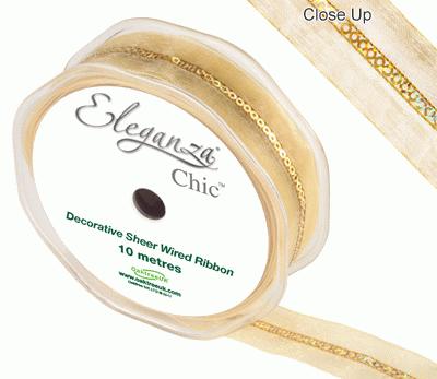 25mm x 10m  Decorative Sheer Ribbon - Gold