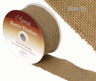 50mm x9.1m cut-edge natural  hessian ribbon