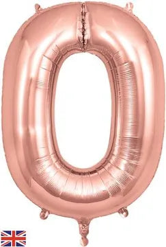 Rose Gold 34" Foil Balloon Number - 0