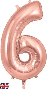 Rose Gold 34" Foil Balloon Number - 6