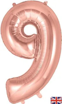 Rose Gold 34" Foil Balloon Number - 9