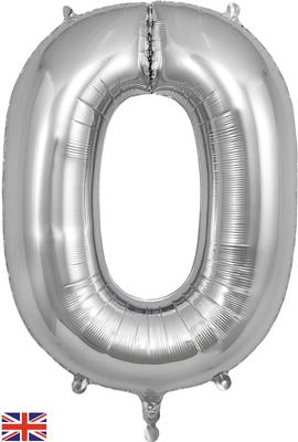 Silver 34" Foil Balloon Number - 0