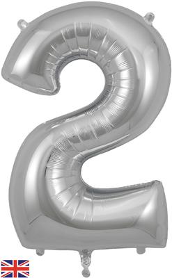 Silver 34" Foil Balloon Number - 2