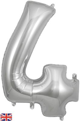 Silver 34" Foil Balloon Number - 4