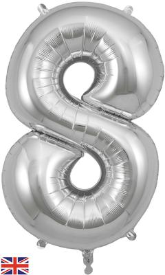 Silver 34" Foil Balloon Number - 8
