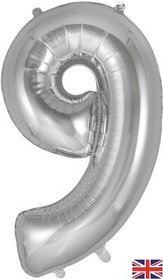 Silver 34" Foil Balloon Number - 9