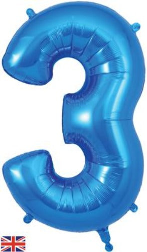 Blue 34 inch Foil Balloon Number - 3