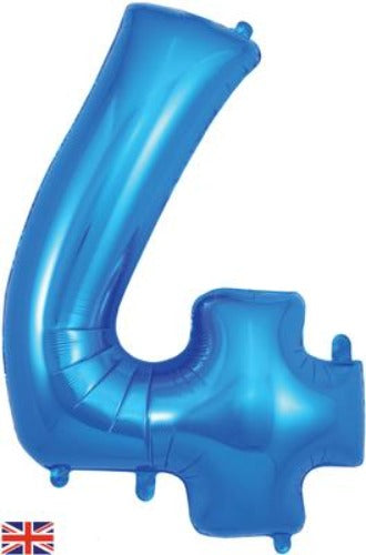 Blue 34 inch Foil Balloon Number - 4