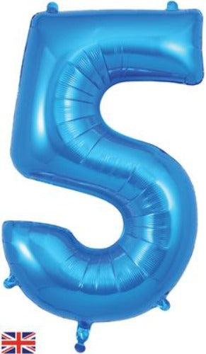 Blue 34 inch Foil Balloon Number - 5