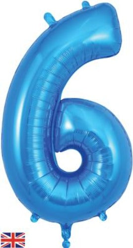 Blue 34 inch Foil Balloon Number - 6