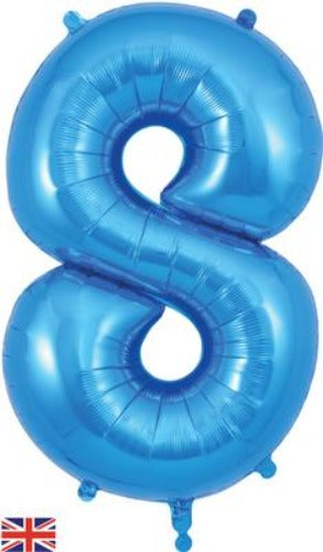 Blue 34 inch Foil Balloon Number - 8