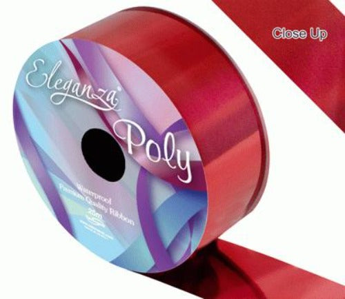 Poly Ribbon 50mm x 25m-  Metallic Red