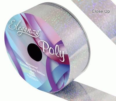 Poly Ribbon 50mm x 25m - Holographic Silver