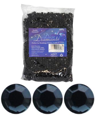 500g  Diamante Crystals  6mm -Black