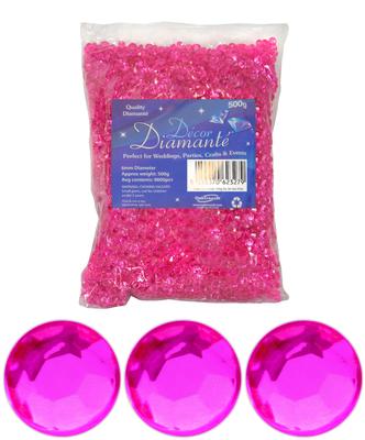 500g  Diamante Crystals  6mm - Hot Pink