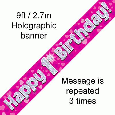 1st Birthday Banner Pink