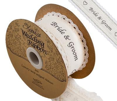 Cotton Lace Edge Bride & Groom 38mm x 4m