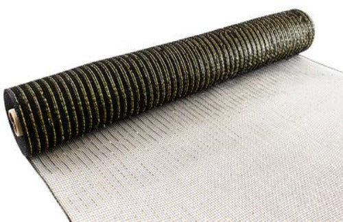 Deco Mesh 53cm x 9.1m (10yds) - Metallic Black & Gold