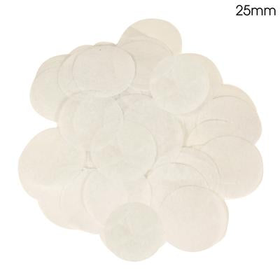 Tissue Paper Confetti Flame Retardant Round 25mm x 100g - White