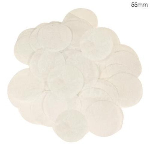 Tissue Paper Confetti Flame Retardant Round 55mm x 100g - White