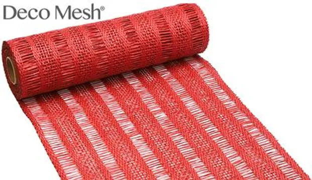 Deco Mesh Burlap Stripe 25CM X 4.57M Red