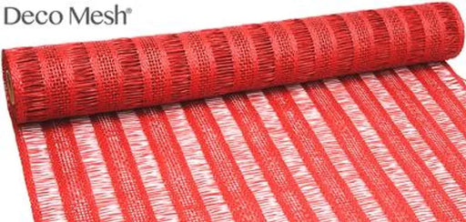 Deco Mesh Burlap Stripe 53cm x 4.57m Red
