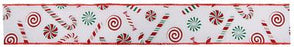 Wired Edge Christmas Candy Cane 63mm x 9.1m