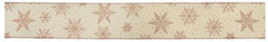 Wired Edge Christmas Snow Flake 63mm x 9.1m Design No.397 Rose Gold