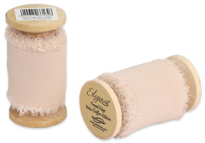 Frayed Edge Boho Chiffon 50mm x 5m Nude