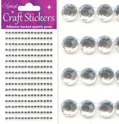 4mm Diamante Clear \ Silver Craft Stickers 240pcs