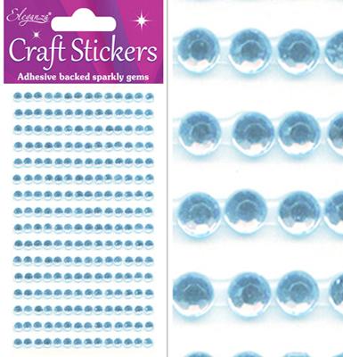 4mm Pearl Blue Diamante Gems Craft Stickers 240pcs (Baby Blue)