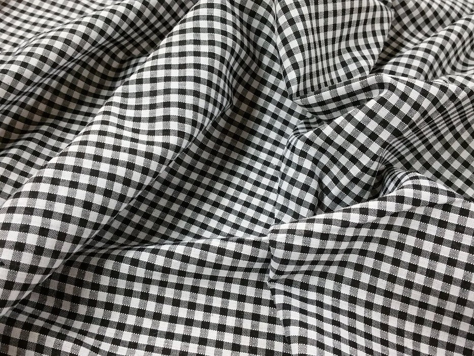 Gingham 1/8" Check Polycotton Fabric x 112cm - Black