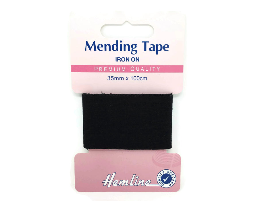 Black Iron On Cotton Mending Tape 35mm x 100cm