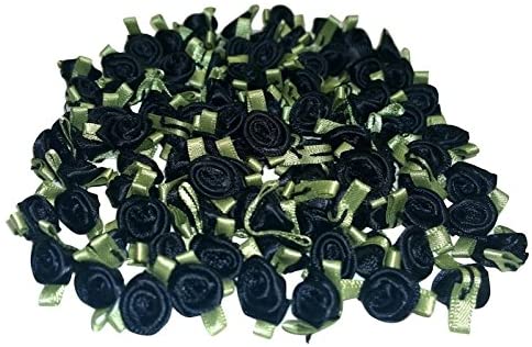 10mm Black ribbon rose 100pcs